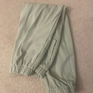 Brandy Melville Green Track Pants with Elastic Cuffs